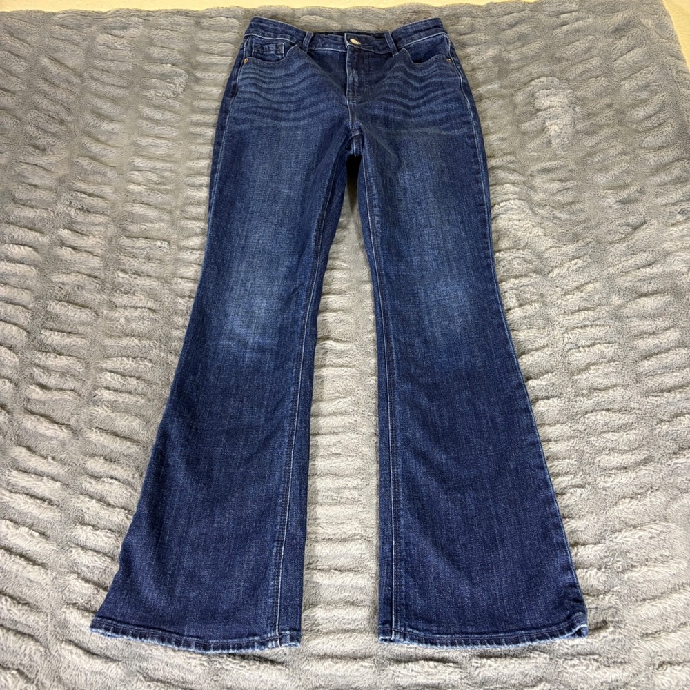 Old Navy Extra High-Rise Flare Jeans Dark Wash Secret-Smooth Pockets Size 4